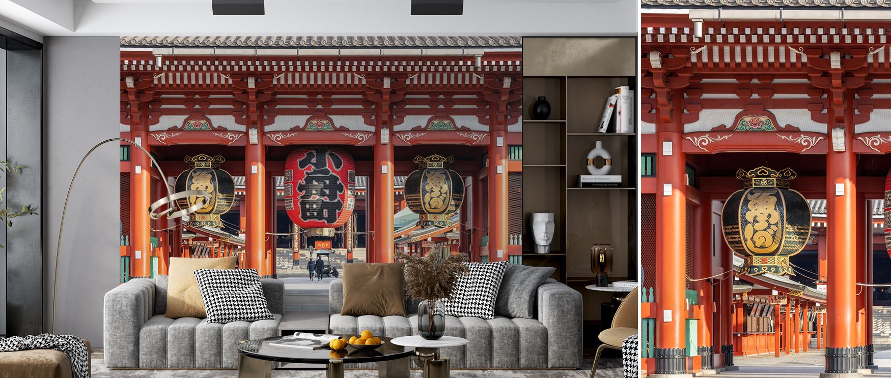 Through refined shading, the Hōzōmon Gate Wallpaper frames motifs in cultural rhythm, surrounding offices or bedrooms with calm atmosphere, enriching interiors with decorative charm shaped by heritage artistry expressed naturally.