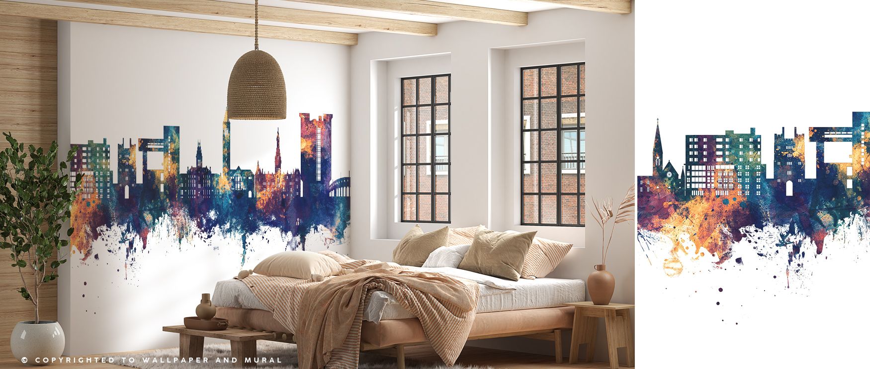 Blue depth merges with bronze light in the Ithaca New York Skyline Blue & Bronze Wallpaper where rooftops align in rhythm, enriching bedrooms or offices with calm presence, surrounding interiors with artistry shaped by cultural refinement expressed softly