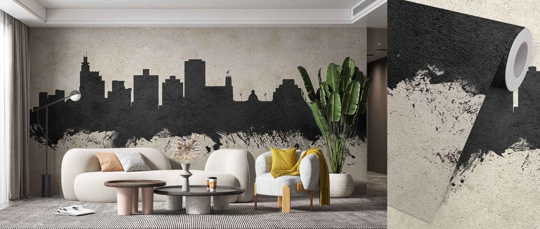 Heritage resonance defines the Jackson Mississippi Skyline Concrete Wallpaper where rooftops stretch in tonal depth, enriching bedrooms or living rooms with calm atmosphere, surrounding interiors with decorative refinement shaped in cultural pride sustain