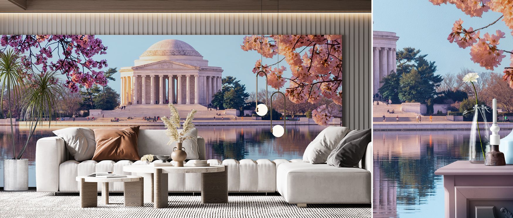 Shadows move in the Jefferson Memorial Wallpaper where columns align in rhythmic tone, enriching offices or bedrooms with calm atmosphere, surrounding interiors with decorative presence shaped in heritage refinement expressed naturally. 