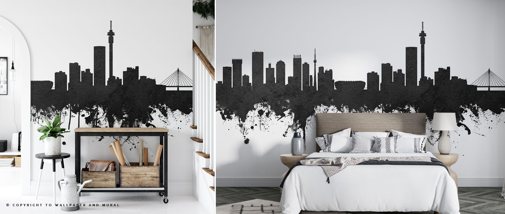 With tonal refinement, the Johannesburg South Africa Skyline Black & White Wallpaper frames rooftops in cultural imagery, enriching offices or bedrooms with calm decorative presence, surrounding interiors with artistry shaped in heritage balance expressed