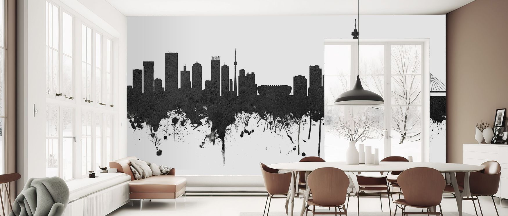 Heritage resonance flows in the Johannesburg South Africa Skyline Black & White Wallpaper where rooftops stretch in tonal rhythm, enriching bedrooms or living rooms with calm atmosphere, surrounding interiors with decorative charm shaped in cultural pride