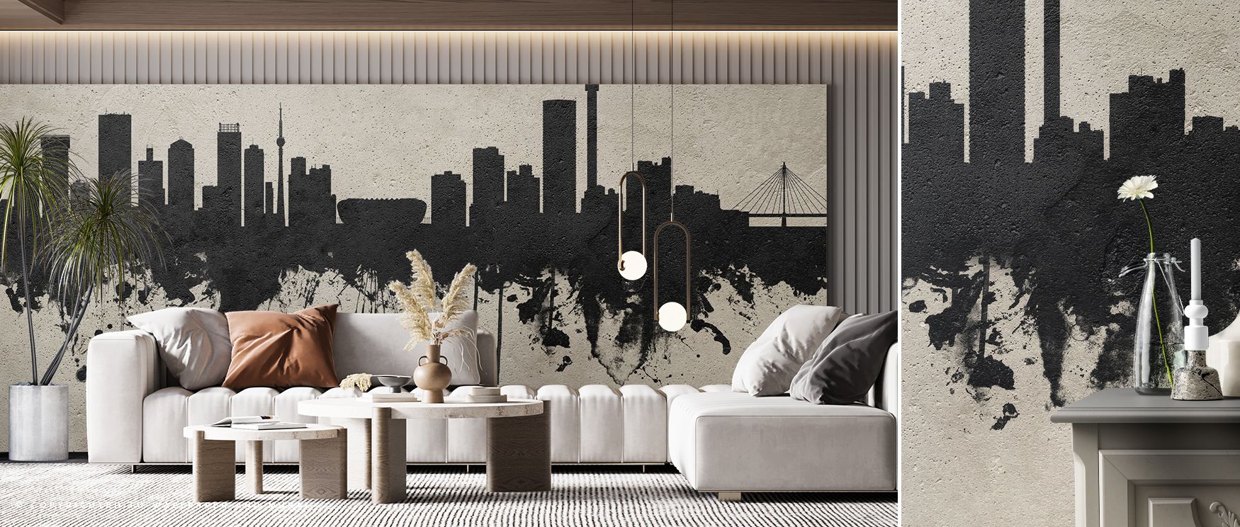 Concrete tone carries rhythm in the Johannesburg South Africa Skyline Concrete Wallpaper where rooftops stretch in tonal imagery, surrounding offices or bedrooms with calm atmosphere, enriching interiors with decorative refinement shaped in heritage pride
