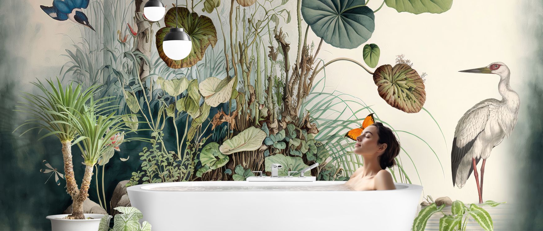 Botanical imagery flows in the Jungle Still Life Wallpaper where lush details align across tonal depth, enriching bedrooms or offices with calm atmosphere, surrounding interiors with decorative charm shaped by natural refinement sustained gracefully. 