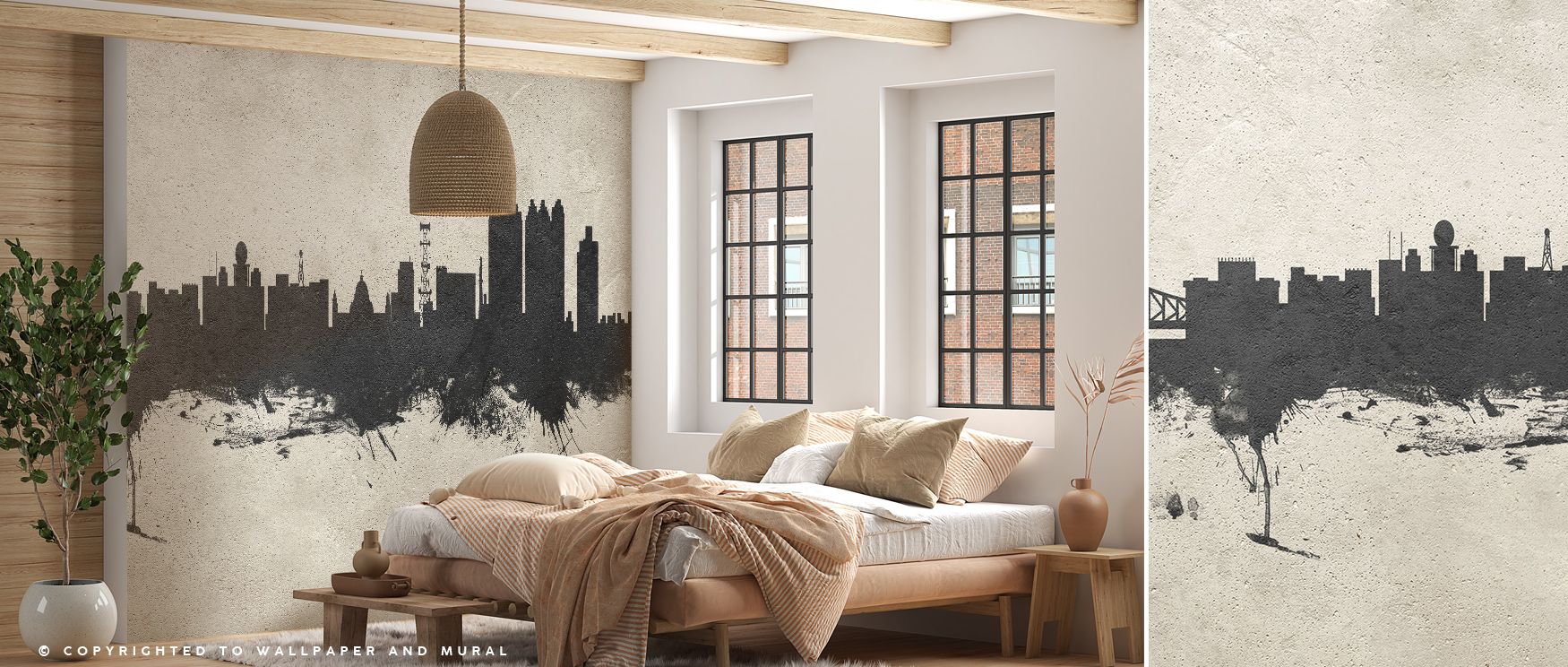 Heritage imagery flows in the Kolkata (Calcutta) India Skyline Concrete Wallpaper where rooftops stretch across tonal shading, enriching bedrooms or offices with calm decorative elegance, surrounding interiors with artistry shaped in cultural refinement s