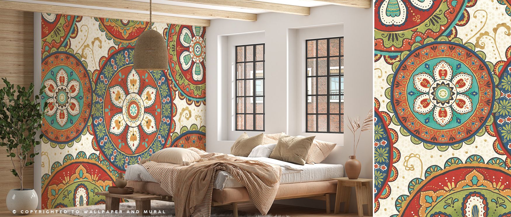 The vibrant rhythm of La Vida Mandalas Wallpaper infuses homes with flowing energy as each motif radiates balance, with interlaced details glowing against a rich backdrop, adding life and spirit to modern interiors, whether in an inspiring office or a ser