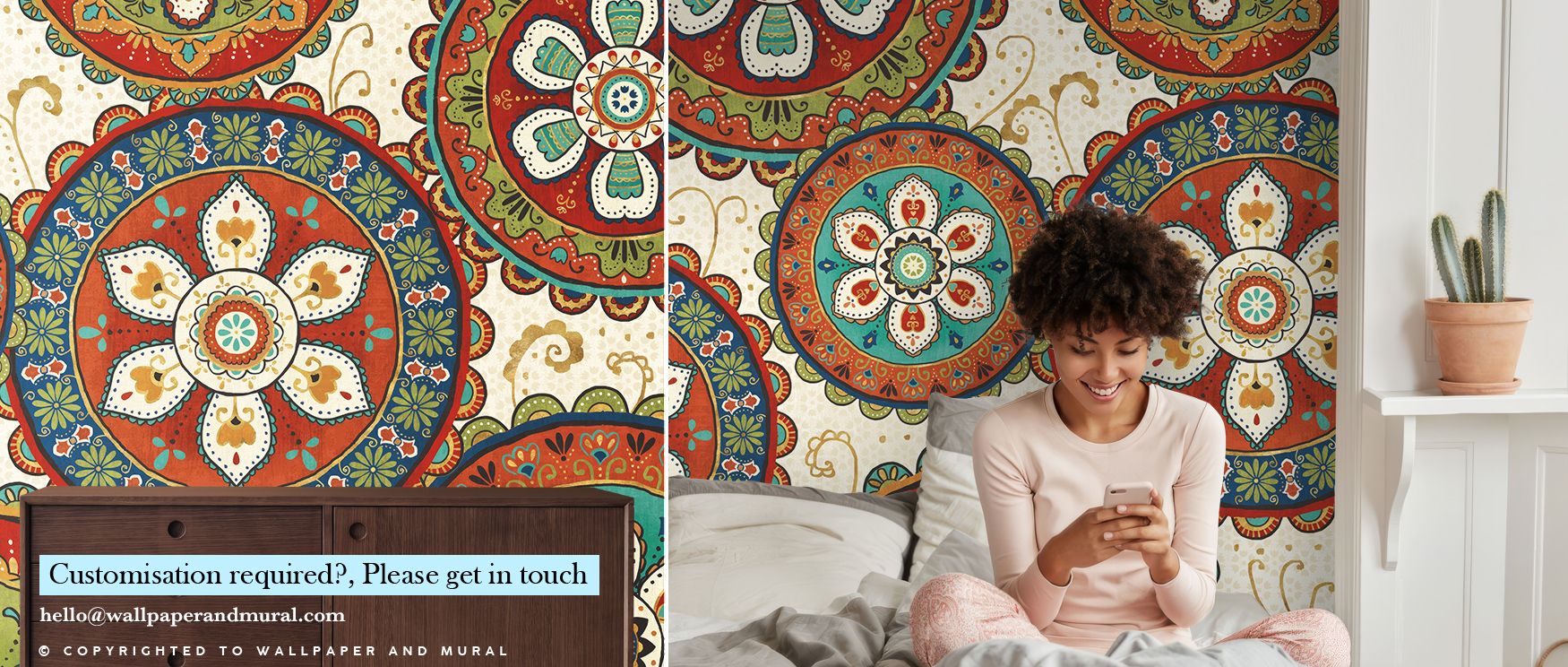 La Vida Mandalas Wallpaper conveys intricate artistry with detailed mandala forms, offering depth that feels both energizing and balanced, blending ornamental color into contemporary interiors, enriching relaxed bedrooms and vibrant living rooms with symm