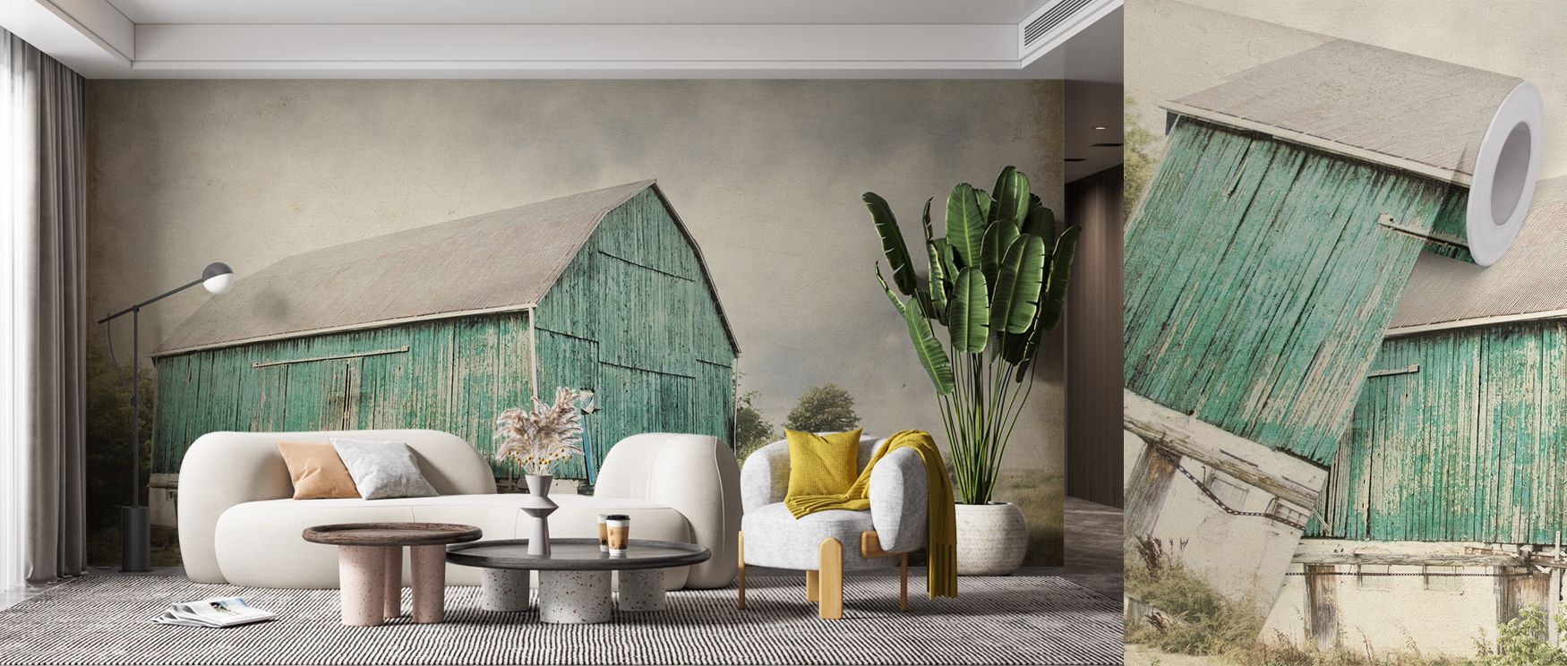 With heritage resonance, Late Summer Barn I Crop Vintage Wallpaper showcases rustic barns in earthy detail, filling bedrooms or offices with countryside spirit, offering comfort and atmosphere that blends rural charm into interiors with vintage tones and 