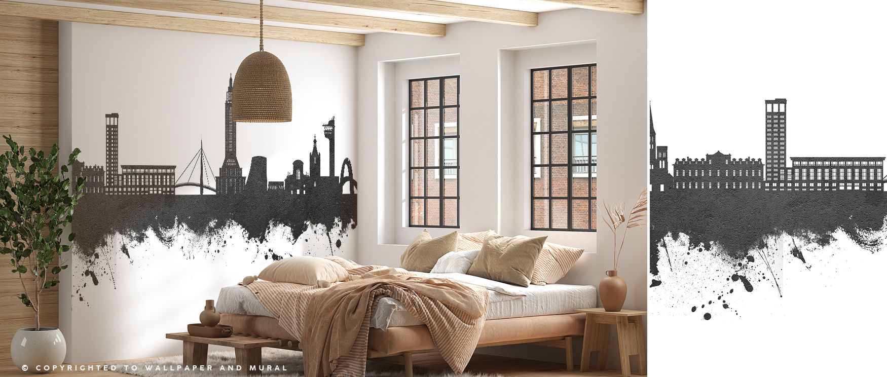 Le Havre France Skyline Black & White Wallpaper captures architectural strength in striking tones, where city contours flow with clarity, adding refined atmosphere into living rooms or restful bedrooms, enriching interiors with cultural artistry, monochro