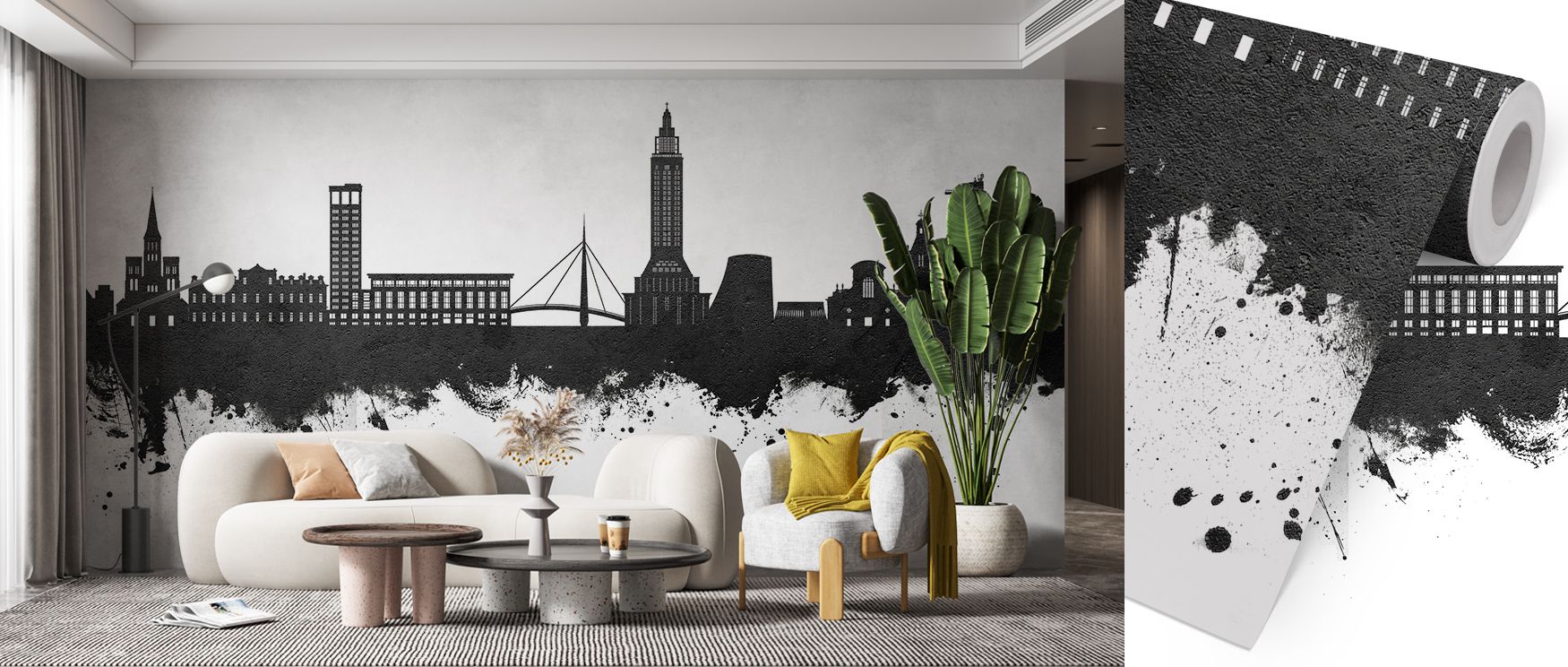 Through refined contrasts, Le Havre France Skyline Black & White Wallpaper highlights architectural detail, offering interiors such as welcoming offices or peaceful bedrooms balance between boldness and simplicity, transforming spaces with urban artistry 