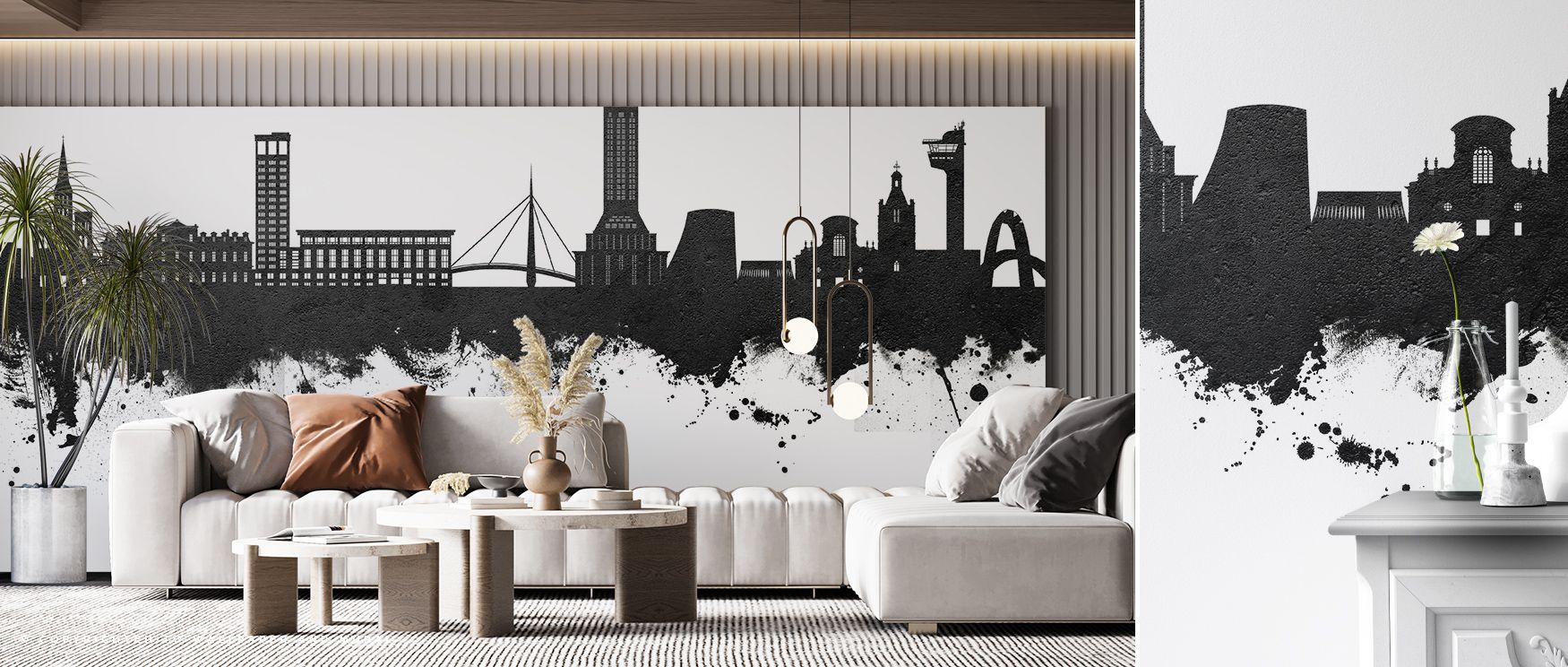Le Havre France Skyline Black & White Wallpaper embodies cultural resonance, where urban silhouettes appear as artful design, infusing restful bedrooms or stylish living rooms with monochrome sophistication and visual depth, ensuring interiors glow with r
