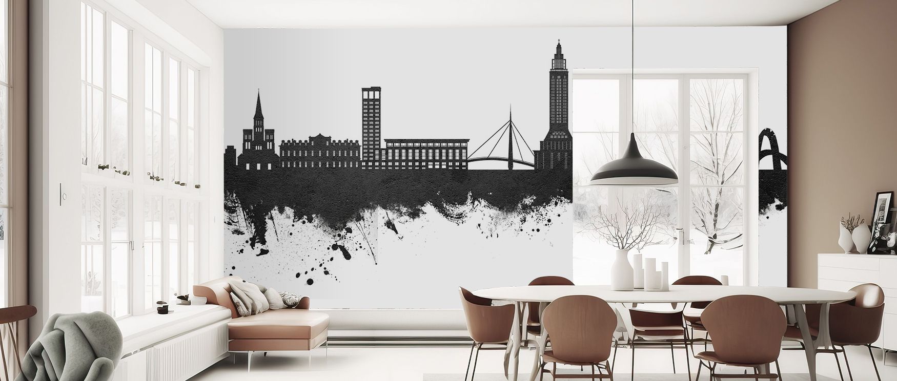 Le Havre France Skyline Black & White Wallpaper transforms walls into cultural statements, with architectural silhouettes etched in monochrome elegance, enriching restful bedrooms or offices with urban refinement, ensuring interiors glow with timeless sop