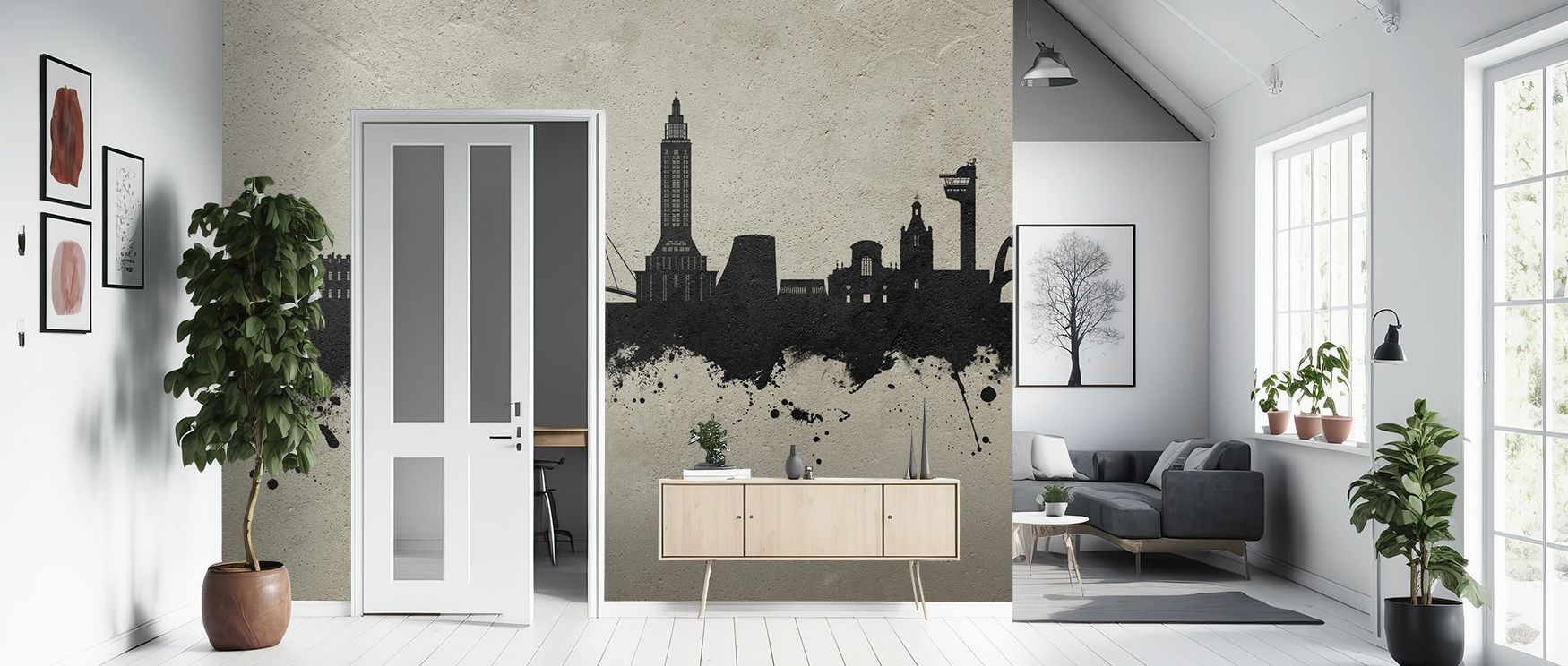 Le Havre France Skyline Concrete Wallpaper captures industrial artistry with architectural clarity, layering concrete-inspired textures across walls that enhance restful bedrooms or stylish offices with urban refinement, grounding spaces in cultural herit