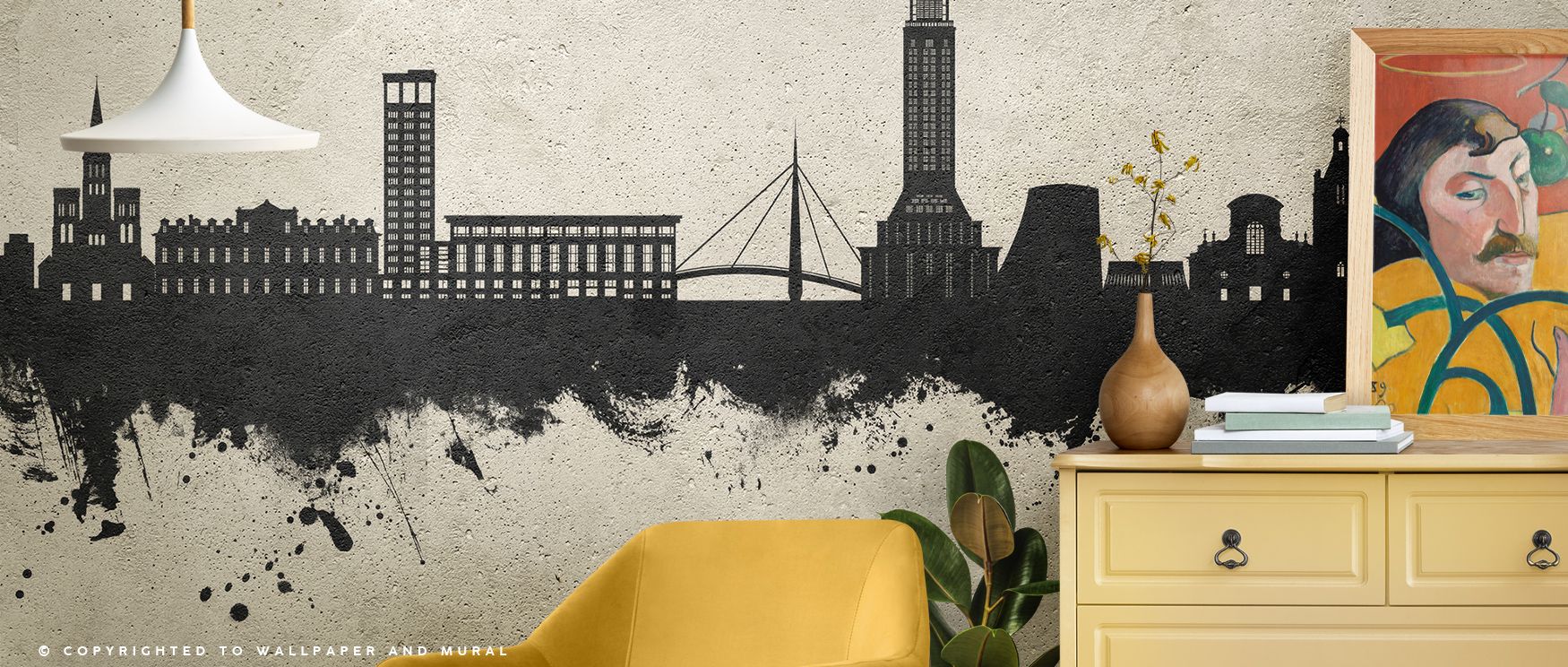 The Le Havre France Skyline Concrete Wallpaper radiates urban artistry, where architectural silhouettes carved into concrete tones enrich bedrooms or living rooms with French charm, ensuring interiors glow with strength, heritage, and atmosphere filled wi