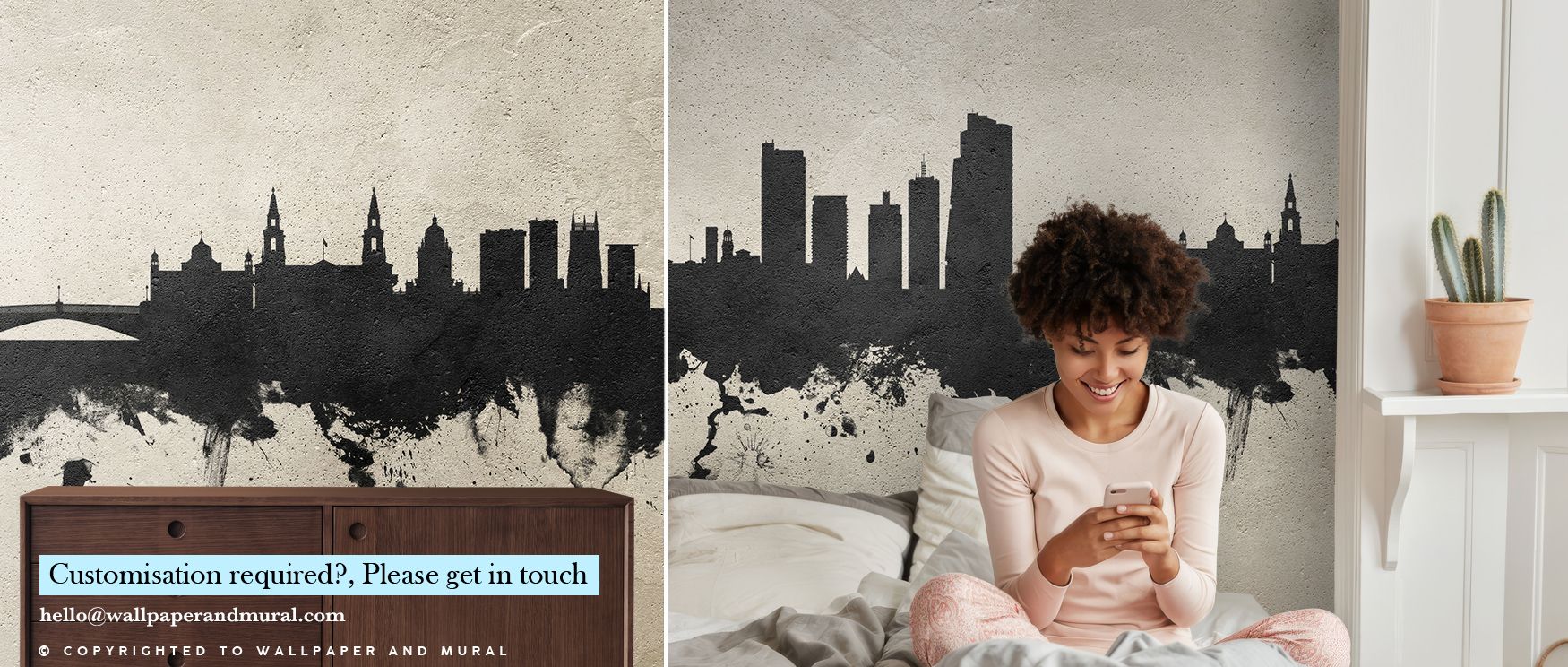 The Leeds England Skyline Concrete Wallpaper blends raw charm and cultural resonance, where textured silhouettes highlight architectural depth, enriching welcoming bedrooms or lively living rooms with atmosphere that balances rustic warmth and urban artis