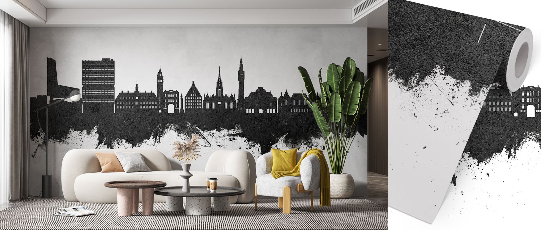 Through monochrome clarity, Lille France Skyline Black & White Wallpaper highlights urban resonance, offering restful bedrooms or vibrant living rooms atmosphere filled with French artistry, cultural charm, and decorative refinement that enhances interior