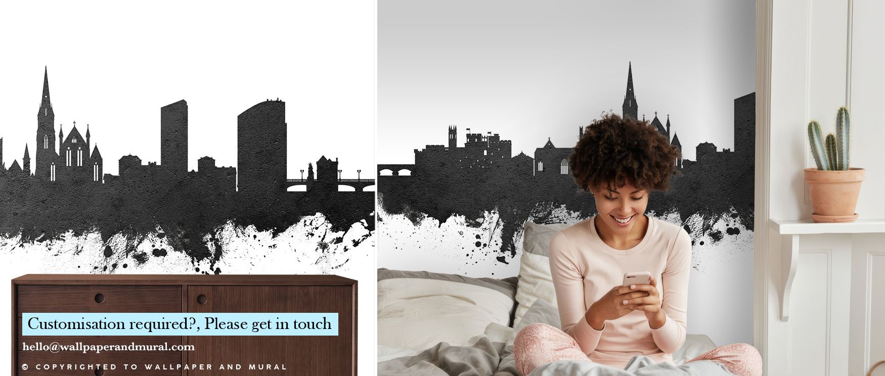The Limerick Ireland Skyline Black & White Wallpaper captures architectural strength with monochrome artistry, layering cultural resonance into restful bedrooms or inviting living rooms, ensuring interiors glow with balance, French refinement, and decorat