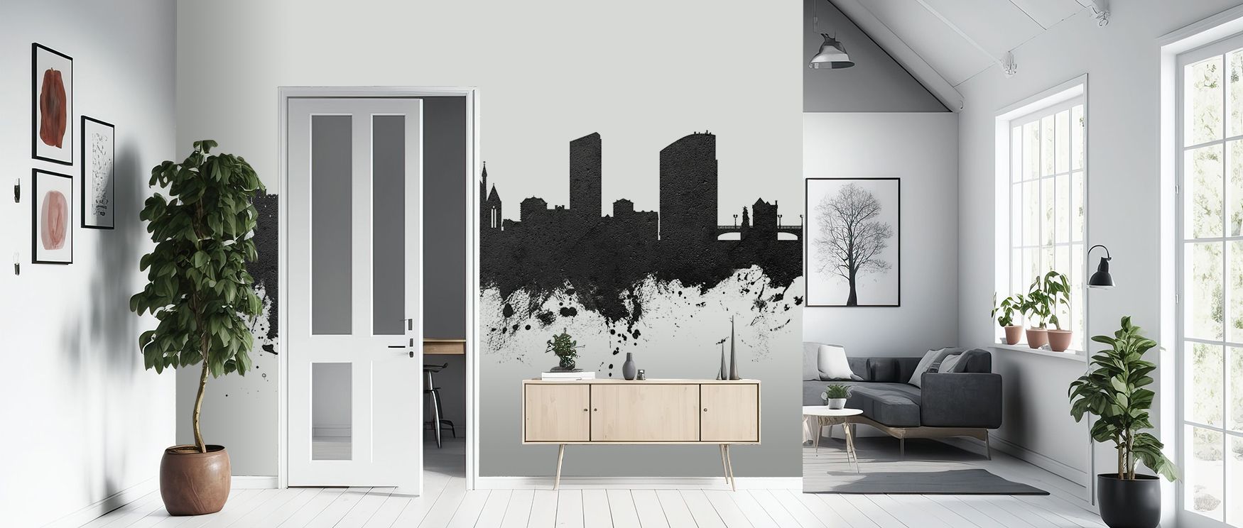 Bold depth defines the Limerick Ireland Skyline Black & White Wallpaper, where silhouettes glow against pale backdrops, enriching restful bedrooms or lively living rooms with cultural resonance, architectural refinement, and monochrome artistry that glow 
