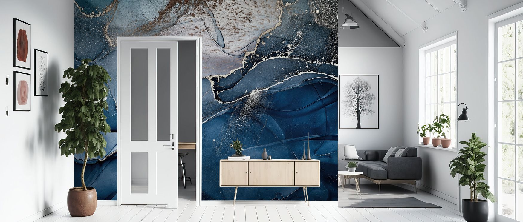 The Liquid Blue Wallpaper sustains abstract resonance, where fluid tones highlight movement, enriching restful bedrooms or welcoming living rooms with vibrancy, decorative sophistication, and modern artistry that glow with energy and timeless balance acro