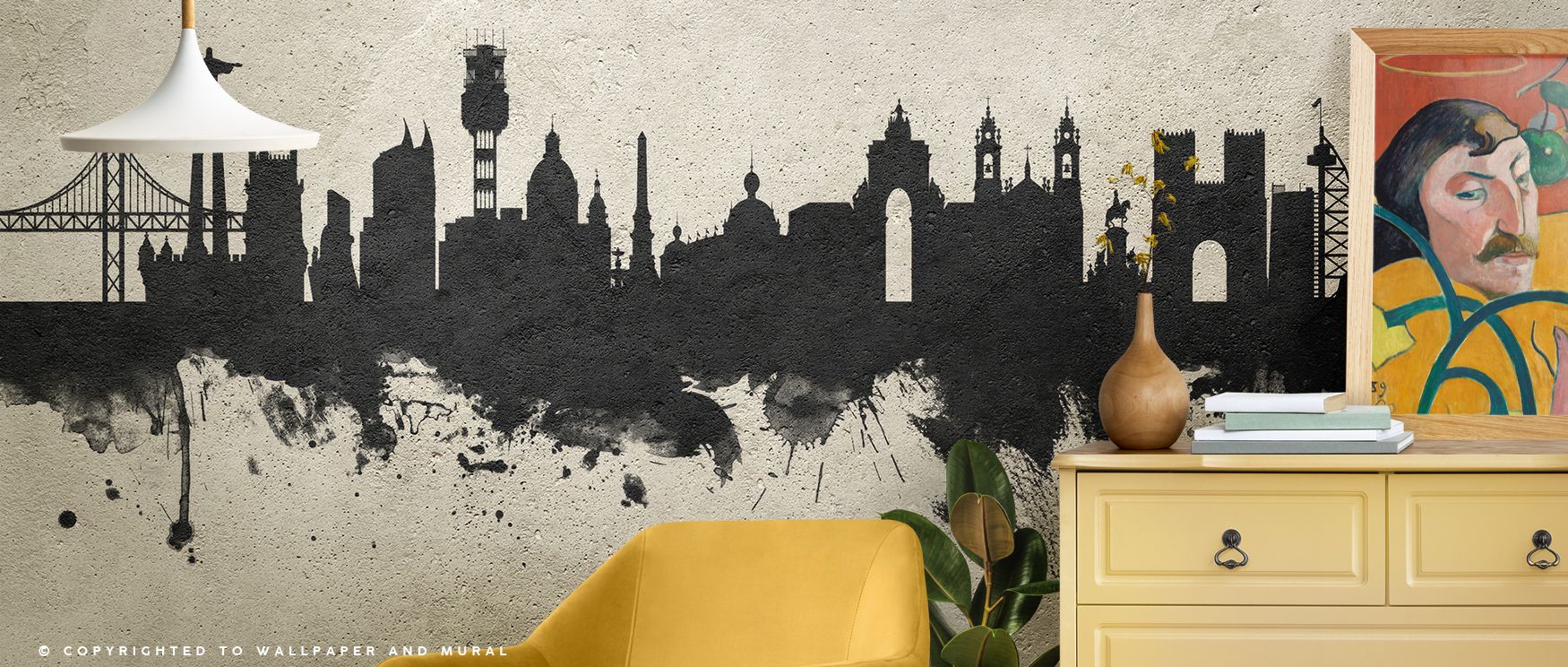 Through raw elegance, the Lisbon Portugal Skyline Concrete Wallpaper layers silhouettes in muted tones, enriching restful bedrooms or creative offices with cultural resonance, rustic charm, and decorative sophistication that sustain interiors with timeles