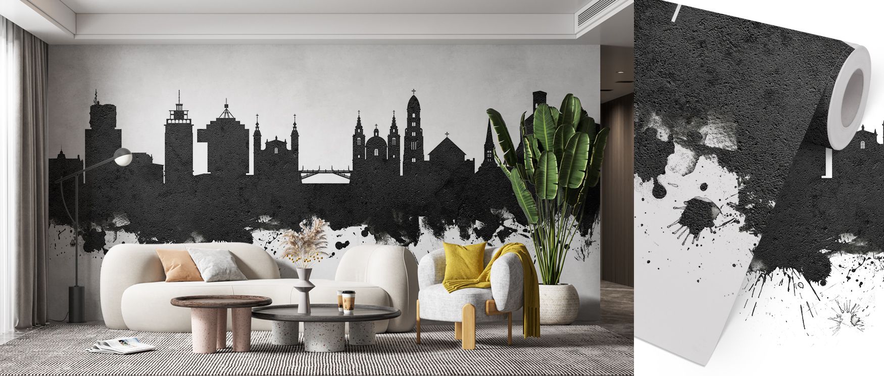 Architectural refinement resonates in the Ljubljana Slovenia Skyline Black & White Wallpaper, where iconic silhouettes glow in sharp contrast, enriching restful bedrooms or stylish living rooms with cultural depth, decorative resonance, and timeless artis