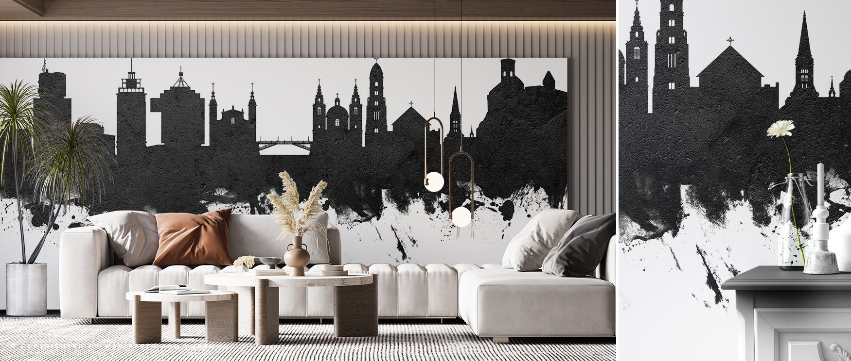 With minimalist artistry, the Ljubljana Slovenia Skyline Black & White Wallpaper layers monochrome depth into interiors, enriching restful bedrooms or welcoming offices with cultural resonance, decorative sophistication, and timeless balance that enhances