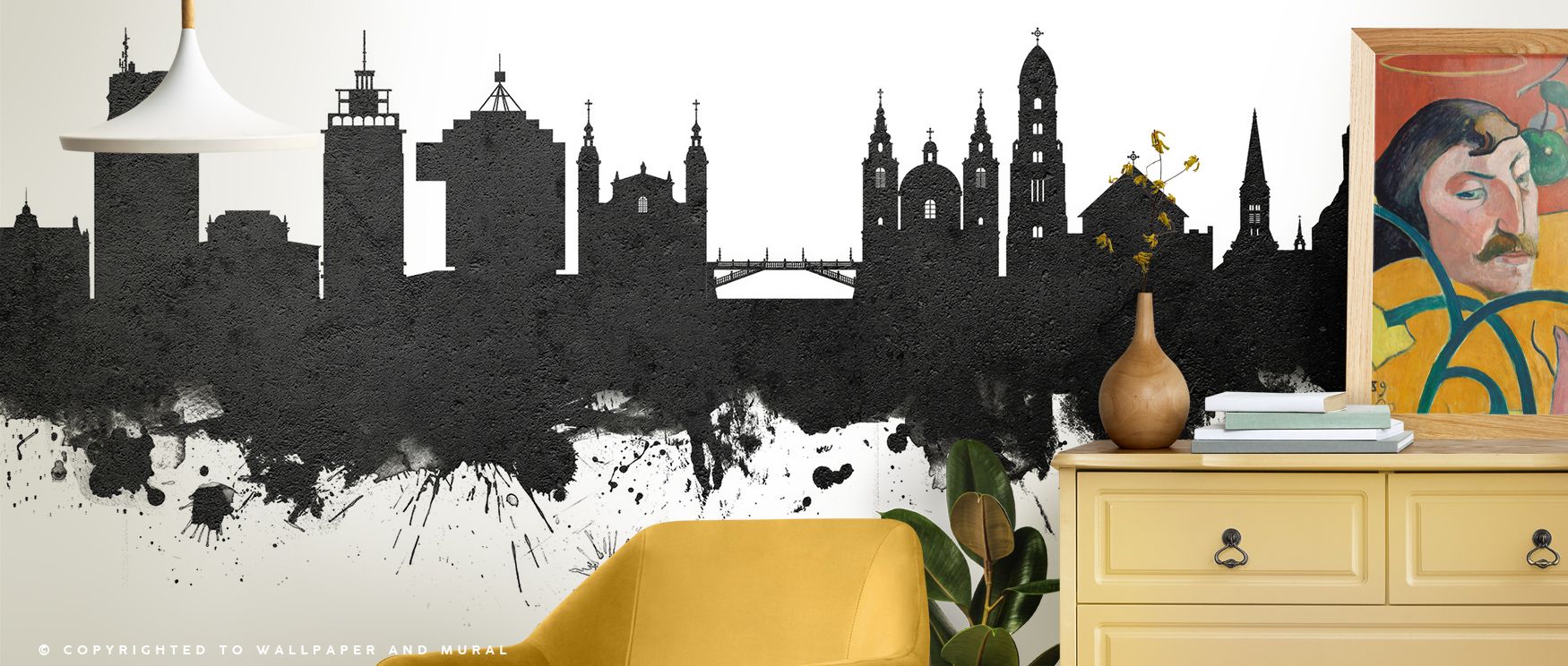 Monochrome depth defines the Ljubljana Slovenia Skyline Black & White Wallpaper, where silhouettes glow with cultural resonance, enriching restful bedrooms or lively offices with atmosphere, decorative refinement, and timeless sophistication that sustains