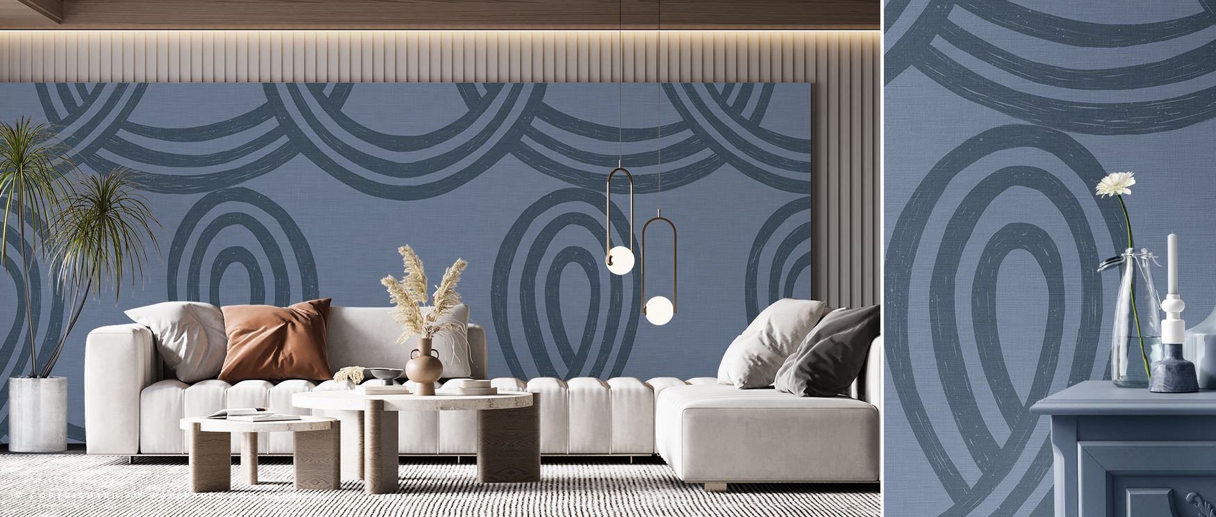 The Long Swirl Wallpaper sustains abstract refinement, where swirling forms highlight decorative artistry, enriching restful bedrooms or creative offices with atmosphere, vibrancy, and sophistication that glow with timeless resonance and artistic balance.