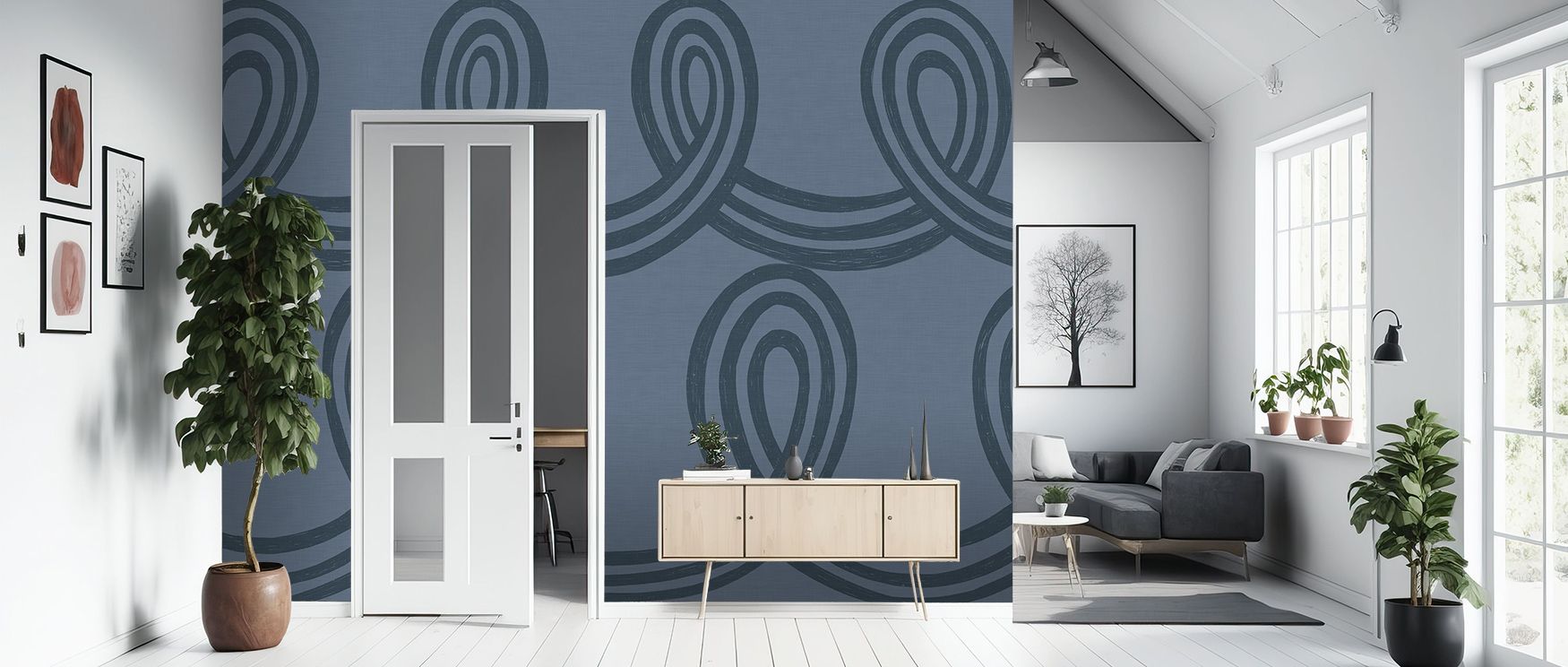 Abstract resonance emerges in the Long Swirl Wallpaper, where swirling motifs enrich restful bedrooms or stylish living rooms with atmosphere, decorative vibrancy, and artistic energy that glow with sophistication and timeless refinement. 