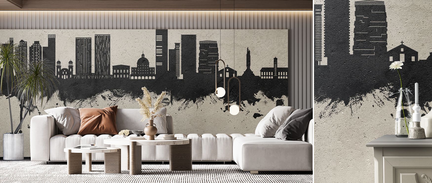 With engraved tones, the Luanda Skyline Concrete Wallpaper highlights silhouettes with authenticity, enriching restful bedrooms or stylish offices with atmosphere, cultural resonance, and decorative artistry that glow with rustic sophistication and herita