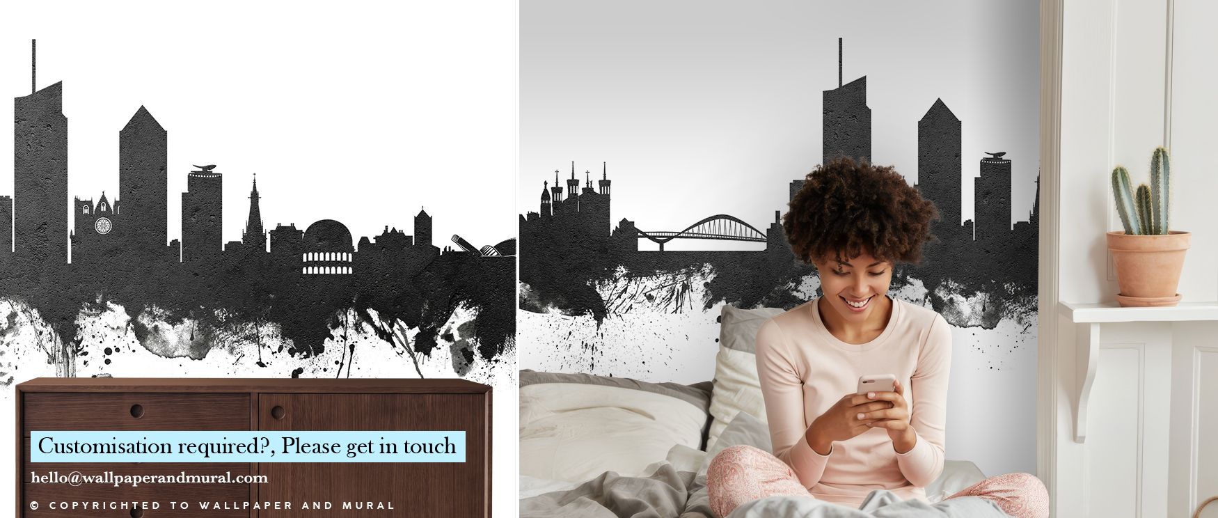 Cultural resonance flows through the Lyon France Skyline Black & White Wallpaper as shadows and highlights create harmony, enriching restful bedrooms or inviting living rooms with atmosphere, decorative refinement, and timeless artistry that elevate inter