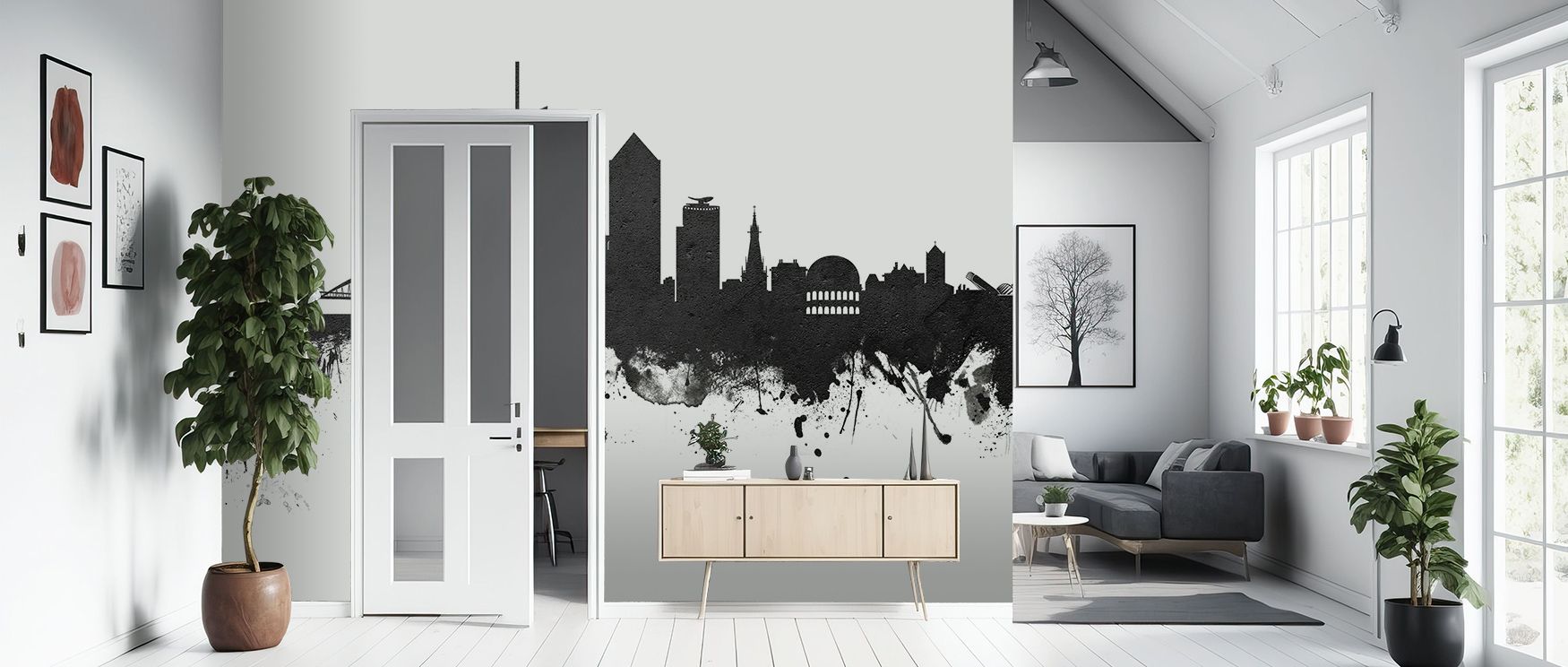 Timeless detail enhances the Lyon France Skyline Black & White Wallpaper as architectural contours gain strength in monochrome, enriching restful bedrooms or lively living rooms with atmosphere, decorative balance, and cultural resonance that glow with re
