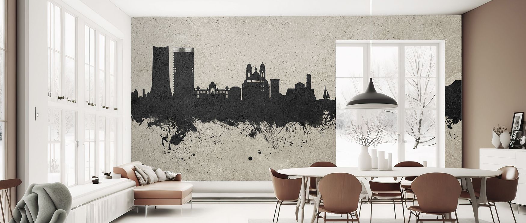 Timeless artistry radiates from the Marseille France Skyline Concrete Wallpaper as silhouettes are defined in muted shading, enriching restful bedrooms or inviting living rooms with atmosphere, decorative resonance, and cultural refinement that glow with 