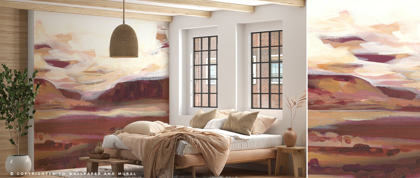 Bold artistry flows across the Mauve Mesa II Wallpaper as contours enrich interiors with rhythm, enhancing restful bedrooms or lively offices with atmosphere, decorative refinement, and cultural resonance that glow with sophistication. 