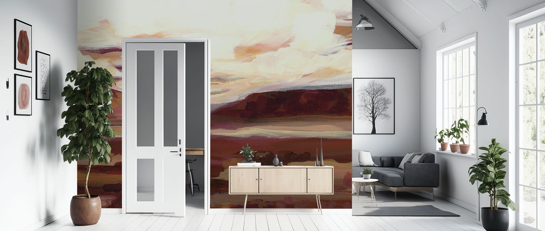 Artistic rhythm defines the Mauve Mesa II Wallpaper as patterns sustain decorative presence, enriching restful bedrooms or lively offices with atmosphere, cultural resonance, and timeless refinement that glow with balance. 