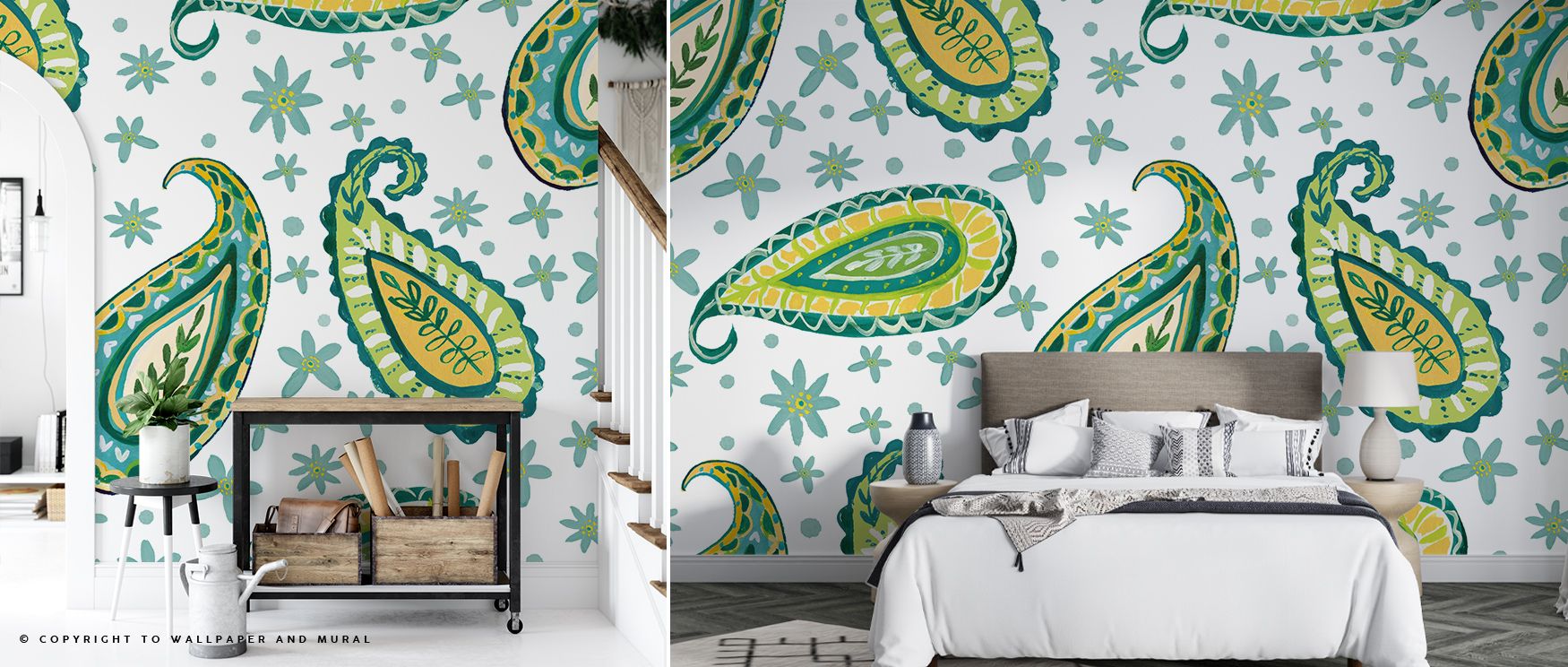 Cultural artistry shines in the Mellow Paisley White Wallpaper as soft tones sustain rhythm, enriching restful bedrooms or stylish offices with atmosphere, decorative resonance, and timeless refinement that glow with elegance. 