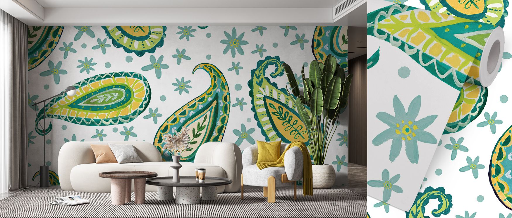 Distinct resonance flourishes in the Mellow Paisley White Wallpaper as intricate patterns sustain artistry, enriching restful bedrooms or welcoming living rooms with atmosphere, cultural resonance, and decorative refinement that glow with sophistication. 
