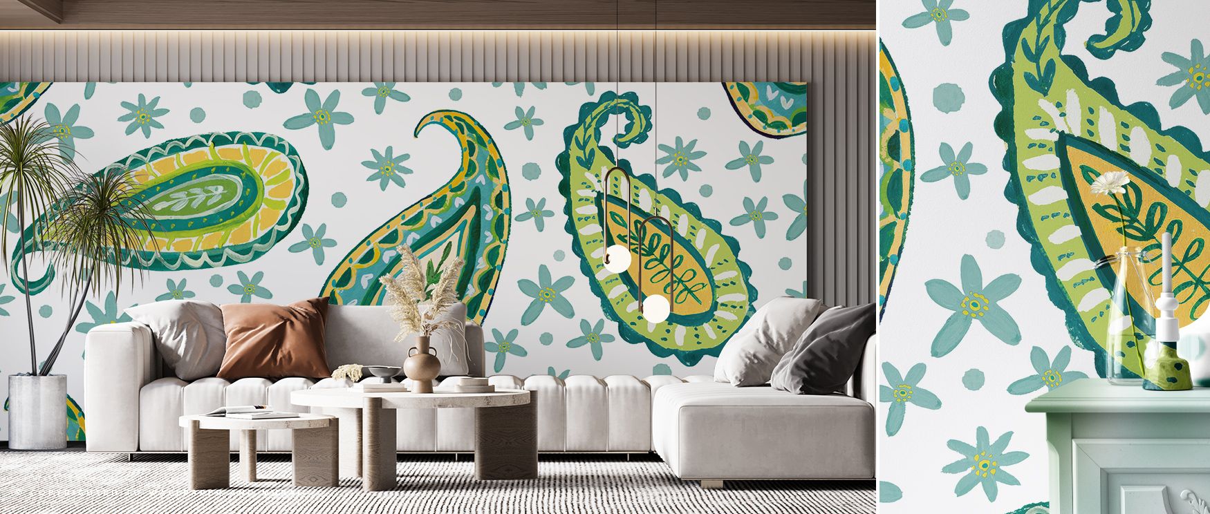 Artistic resonance appears in the Mellow Paisley White Wallpaper as paisley motifs highlight balance, enriching restful bedrooms or creative offices with atmosphere, decorative refinement, and cultural resonance that glow with timeless elegance. 
