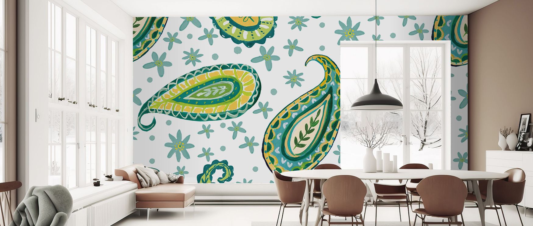Distinct elegance enriches the Mellow Paisley White Wallpaper as paisley artistry highlights resonance, filling restful bedrooms or inviting living rooms with atmosphere, cultural refinement, and decorative resonance that sustain balance.