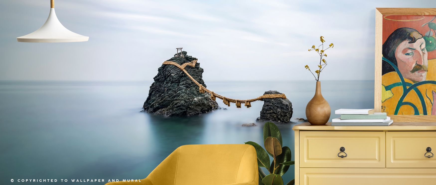 Timeless presence is displayed in the Meoto Iwa Rocks Wallpaper as formations enrich surfaces with calm, enriching restful bedrooms or stylish offices with atmosphere, decorative resonance, and cultural refinement that glow with artistry. 