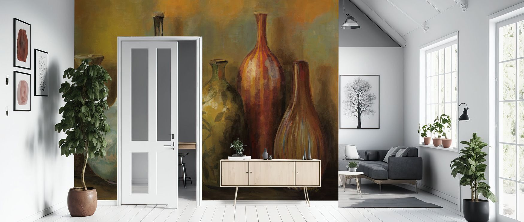 Luminous refinement defines the Modern Vessels Wallpaper as sleek forms sustain artistry, enriching restful bedrooms or lively living rooms with atmosphere, cultural resonance, and decorative refinement that glow with timeless charm. 
