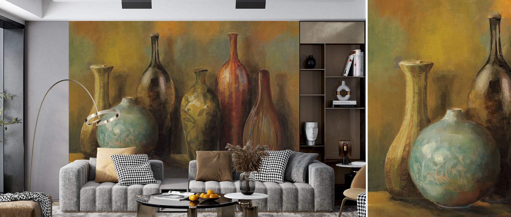 Distinct elegance flourishes in the Modern Vessels Wallpaper as vessel motifs sustain depth, enriching restful bedrooms or inviting living rooms with atmosphere, decorative resonance, and cultural refinement that glow with sophistication.