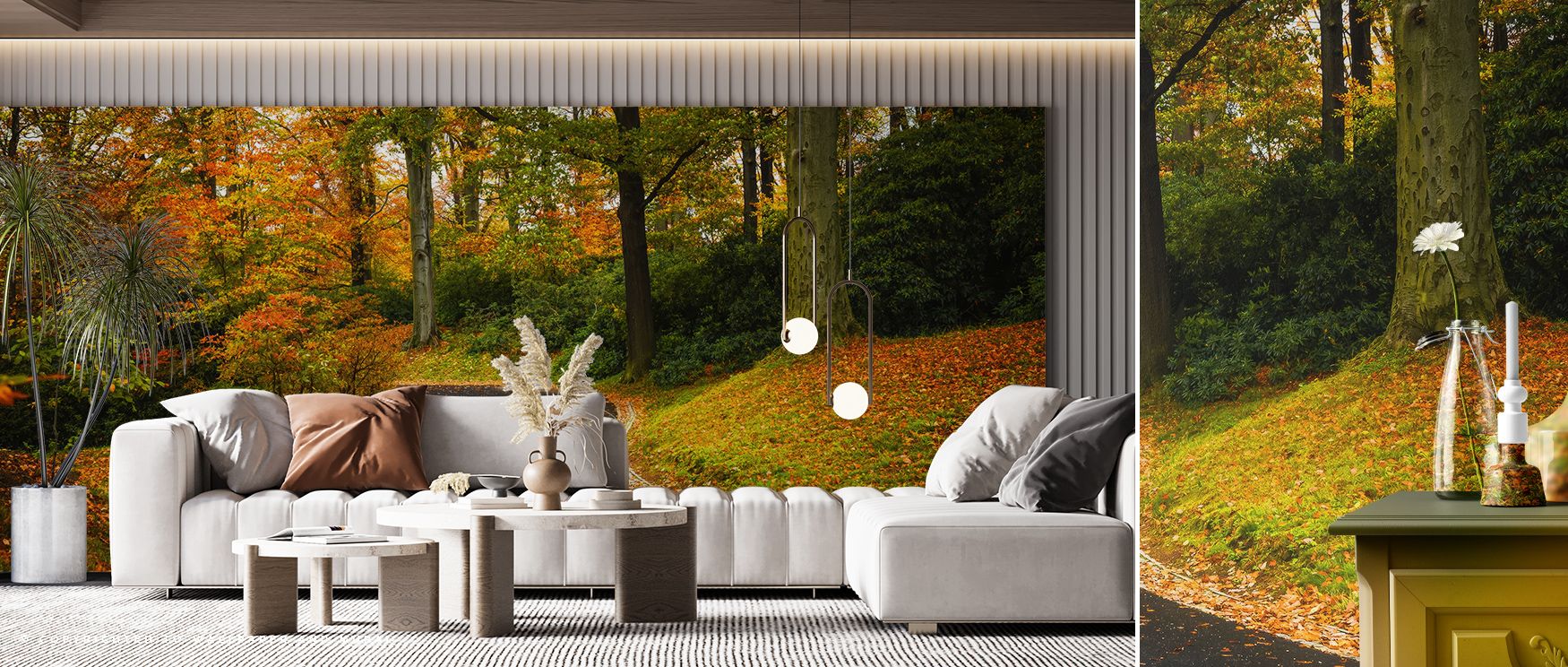 Artistic refinement is displayed in the Morning Walk in the Park Wallpaper as natural imagery sustains balance, enriching restful bedrooms or creative offices with atmosphere, decorative resonance, and cultural resonance that glow with sophistication. 