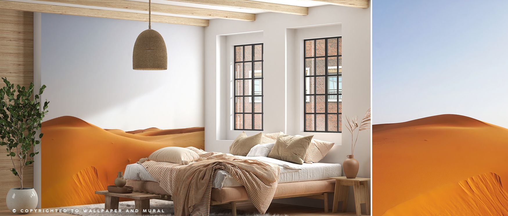 Decorative harmony shines in the Morocco Dunes Wallpaper as flowing dunes highlight imagery, enriching restful bedrooms or inviting living rooms with atmosphere, cultural resonance, and artistic refinement that glow with elegance. 