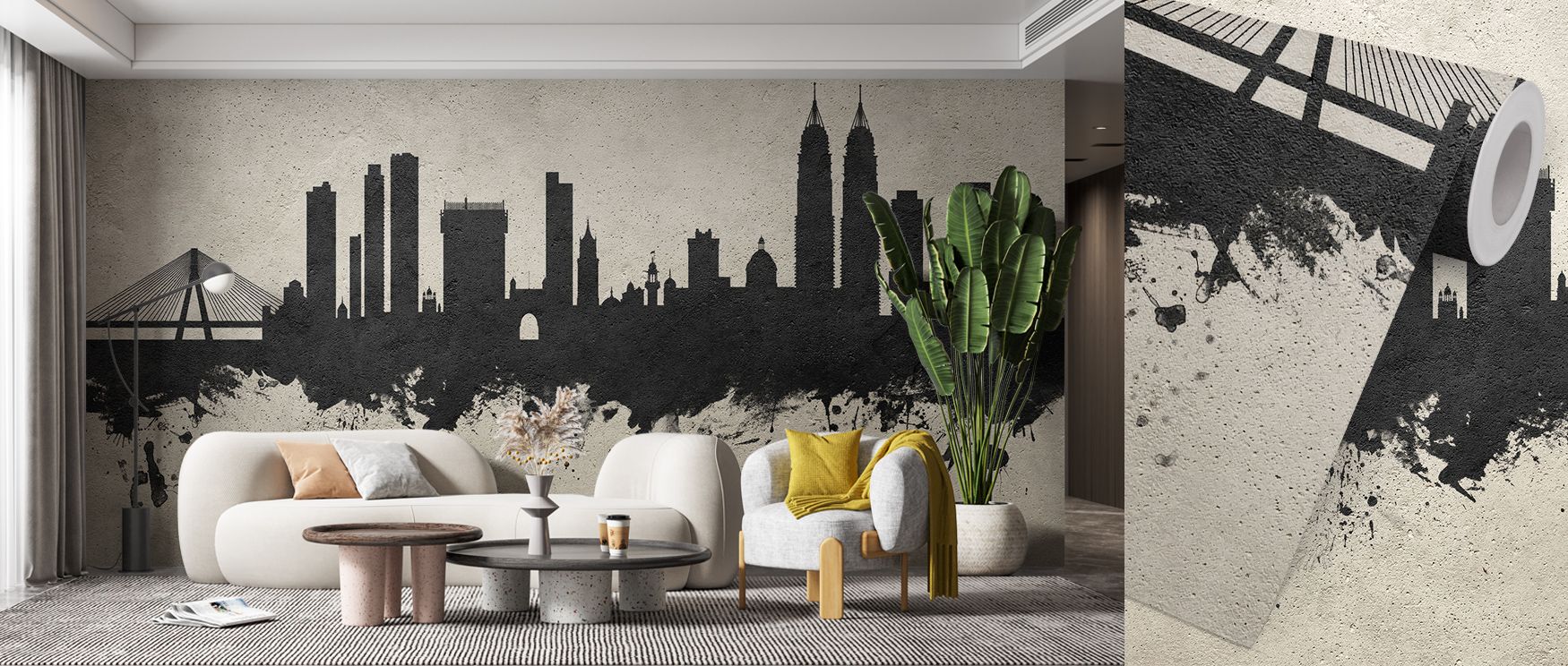 Distinct elegance characterizes the Mumbai Skyline India Bombay Concrete Wallpaper as glowing forms sustain resonance, enriching restful bedrooms or welcoming living rooms with atmosphere, cultural resonance, and decorative refinement that glow with artis