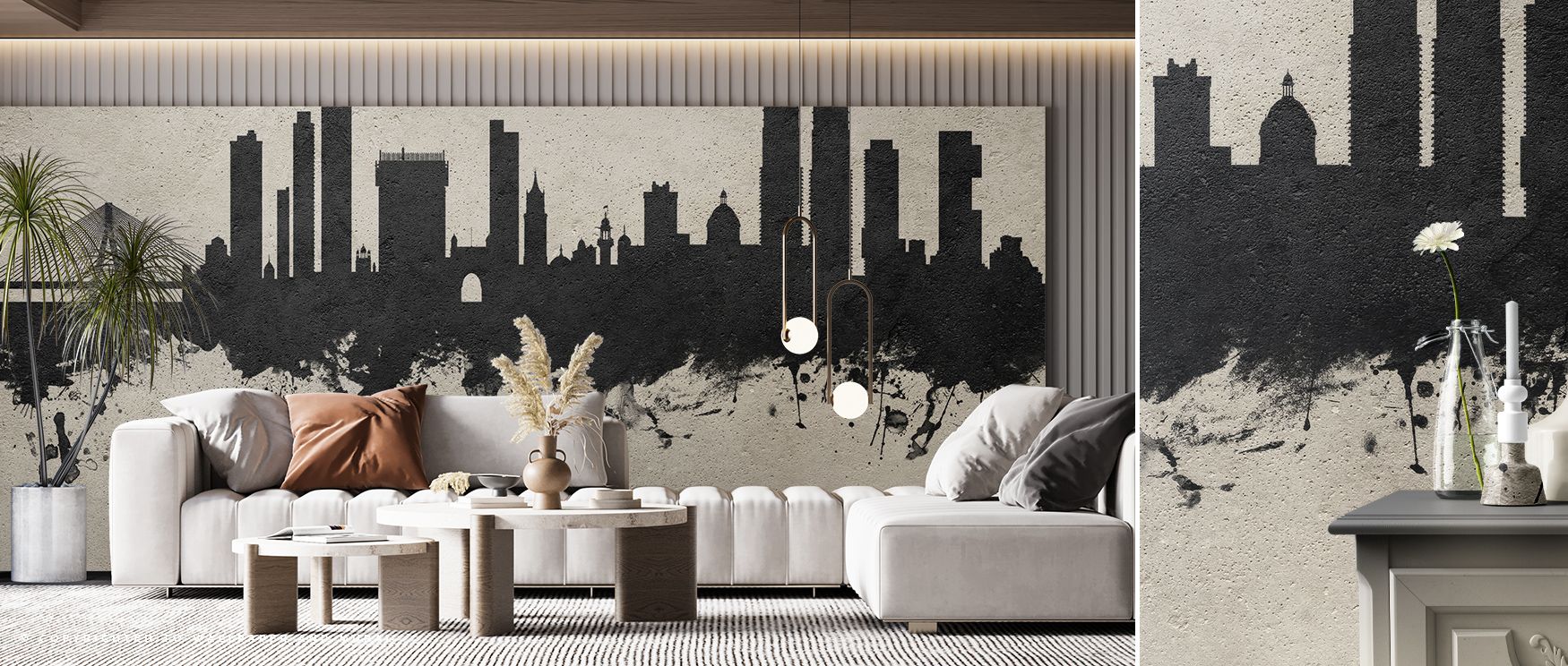 Artistic refinement is conveyed in the Mumbai Skyline India Bombay Concrete Wallpaper as urban imagery enriches interiors, enriching restful bedrooms or creative offices with atmosphere, decorative resonance, and cultural resonance that glow with timeless