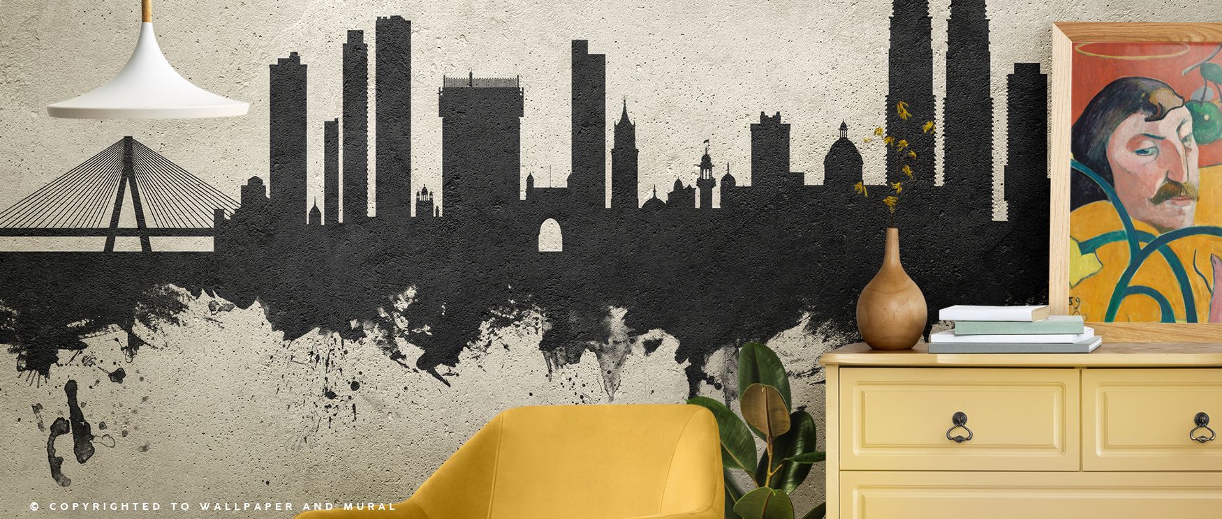 Timeless artistry enhances the Mumbai Skyline India Bombay Concrete Wallpaper as silhouettes sustain vibrancy, enriching restful bedrooms or stylish offices with atmosphere, cultural resonance, and decorative refinement that glow with balance. 