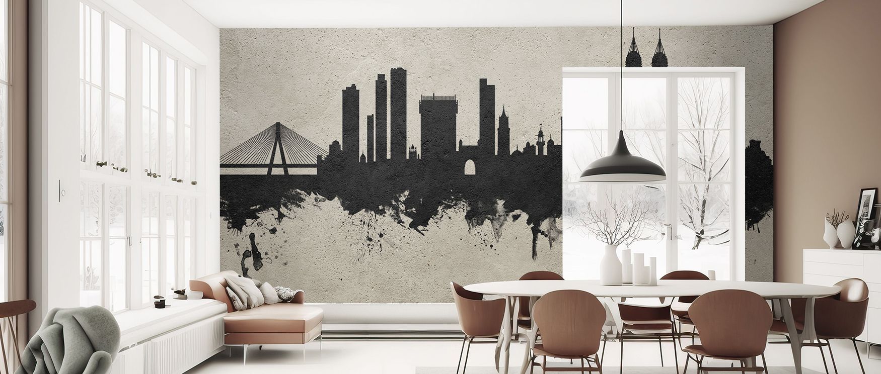 Distinct sophistication flourishes in the Mumbai Skyline India Bombay Concrete Wallpaper as urban resonance enriches design, filling restful bedrooms or inviting living rooms with atmosphere, cultural resonance, and decorative refinement that glow with el