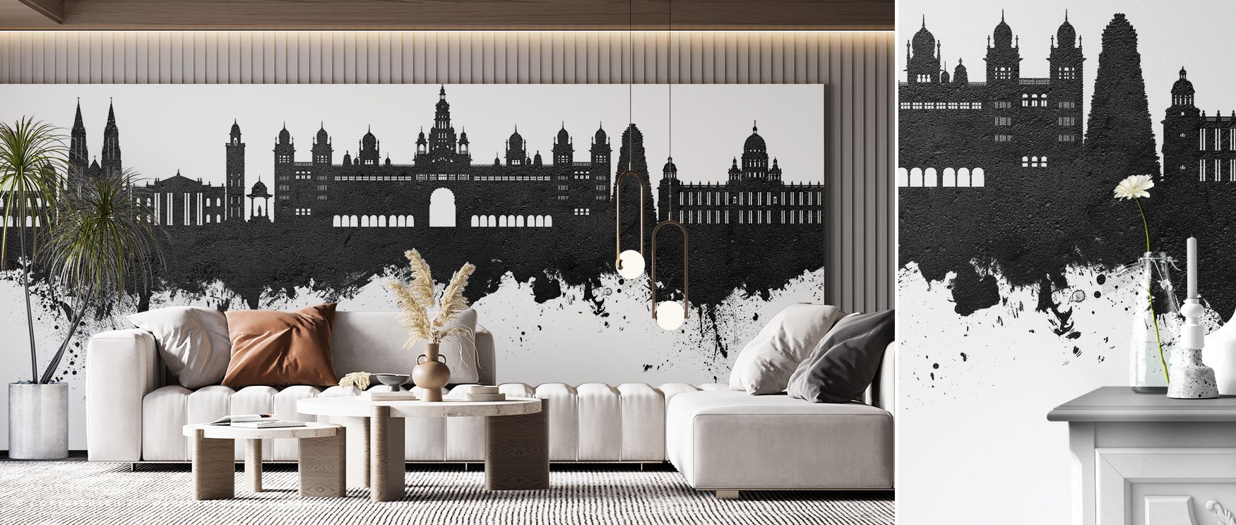 Artistic resonance is conveyed in the Mysuru Skyline India Wallpaper as contours highlight depth, enriching restful bedrooms or creative offices with atmosphere, decorative refinement, and cultural resonance that glow with timeless sophistication. 