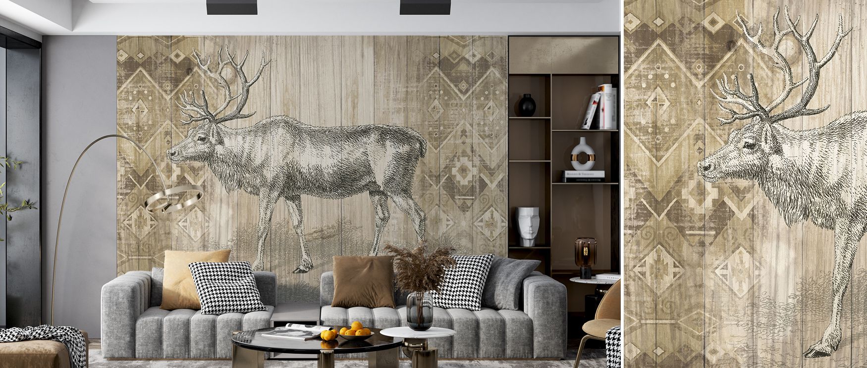 Distinct elegance radiates from the Natural History Lodge IX Wallpaper as patterns sustain artistry, enriching restful bedrooms or inviting living rooms with atmosphere, cultural resonance, and decorative refinement that glow with balance.